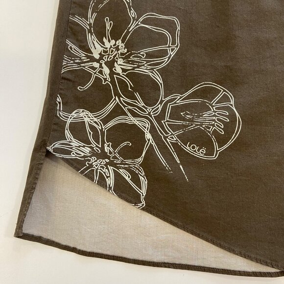 Lolé Womens Brown A-Line Skirt With White Floral Print Size 4 Asymmetrical Hem - Picture 5 of 10